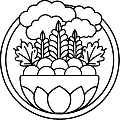 Mind Garden line art vector