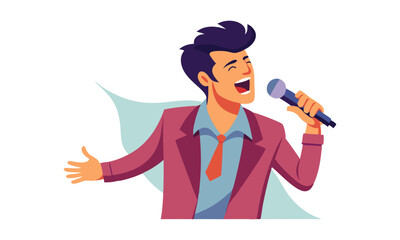 Download A Man Singing Vector Illustration . This Icon Concept Isolated Premium Vector. Flat Cartoon Style Svg File For Design.