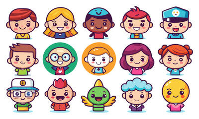 Download Cute Happy  Icons Cartoon Style Vector Art Illustration  . This Icon Concept Isolated Premium Vector. Flat Cartoon Style Svg File For Design.