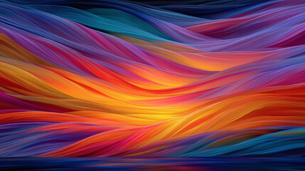 Fototapeta premium Composición abstracta con líneas fluidas y vibrantes en tonos cálidos y fríos