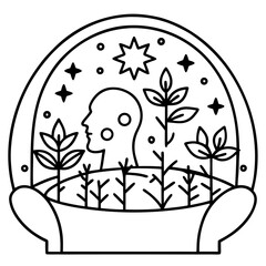 Mind Garden line art vector