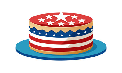 Download American Flag Cake Vector Illustration . This Icon Concept Isolated Premium Vector. Flat Cartoon Style Svg File For Design.