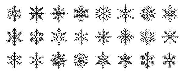  Snowflake icons collection isolated on white background. Snowflakes icons. Snowflake vector