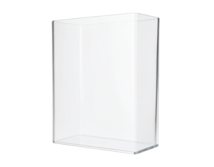 Tapered Frosted Glass Tilted Sideways with Shadow, angled view, isolated transparent background PNG