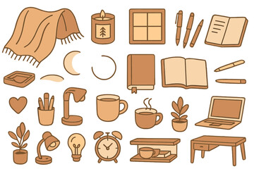 Cozy workspace setup featuring warm tones and comforting elements perfect for productivity and relaxation