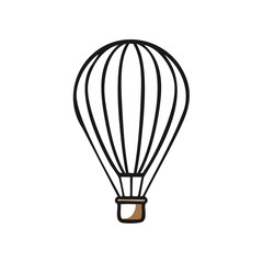Obraz premium Illustrative hot air balloon vector design with black outlines and brown accents isolated