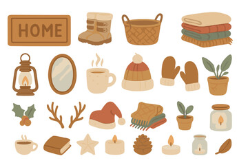 Cozy home decor and winter essentials for a warm atmosphere during the colder months