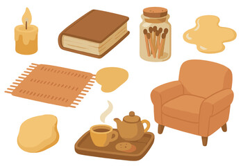 Cozy home decor elements showcasing a warm atmosphere perfect for relaxation and comfort in autumn season