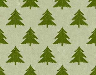 Fototapeta premium Seamless pattern featuring stylized green trees on a muted backdrop, perfect for nature-themed design projects.