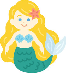 白人の人魚のキャラクターのイラスト