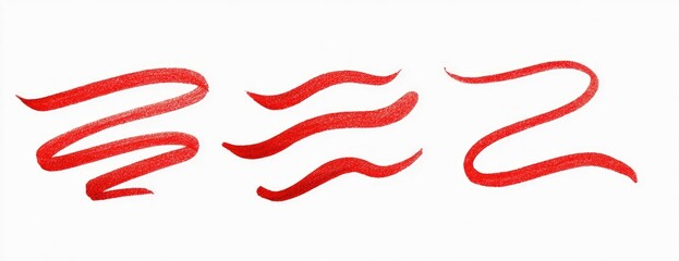 Three red wavy brush strokes