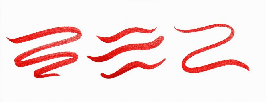 Three red wavy brush strokes
