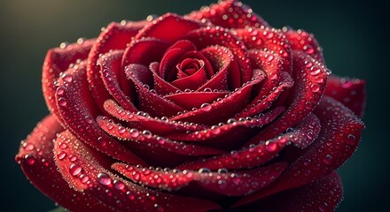 Red Rose with Water Droplets Close Up Macro