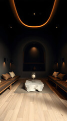 Elegant Waiting Room Interior with Arched Ceiling and Natural Light