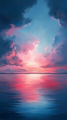 Pink Sunset Sea