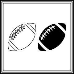 American Football Silhouette Icons, Black and White Sports Equipment Set, Minimalist Football Designs for Sports-themed Projects