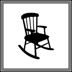 Easy Chair Silhouette, Rocking Chair Icon for Relaxation and Comfort Themes, Minimalist Furniture Clipart