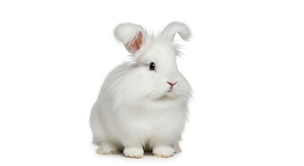 Obraz premium adorable white angora rabbit perfect for easter pet websites childrens books and soft fluffy product ads
