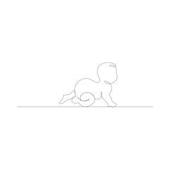 Continuous line drawing of baby crawling one line drawing of baby starting new world active baby single line vector illustration