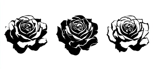 Black and white stylized rose illustrations