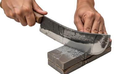 Sharpening knife with whetstone isolated PNG with Transparent Background