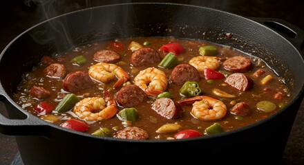 Aromatic Seafood Gumbo Pot, Authentic Louisiana Cuisine Experience