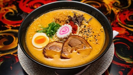 Delicious Ramen Bowl with Pork and Egg, Comforting Meal