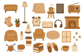 Cozy indoor scene with warm colors showcasing home comforts and relaxation elements in fall setting