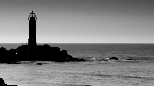 Majestic Lighthouse Standing Tall Against the Ocean Waves at Dusk Showcasing Beautiful Coastal Scenery Generative AI