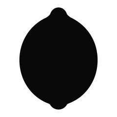 Fototapeta premium Black silhouette of a single lime on a white background citrus fruit