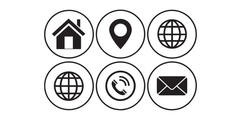 Business card icon set. Contact Us design template. Editable stroke sign pack. Contains icons - name, phone, location, website, address, mail, email, office, mobile, and chat symbol.