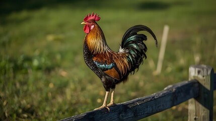 Crowing Rooster at Sunrise