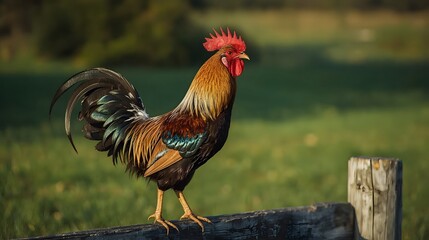 Crowing Rooster at Sunrise
