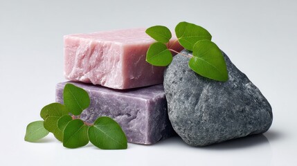 Serene Spa Soaps: Lavender and Rose Scents with Natural Stones