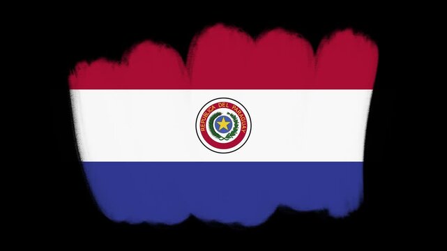 Paraguay flag created with brush strokes