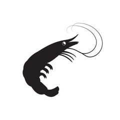 Crustaceans. Shrimps, seafood solid black vector icon on white. Top most popular shellfish and crustaceans. Vector EPS 10. For any platform action promotion and advertising mockup. For your project.