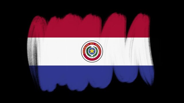 Paraguay flag created with brush strokes