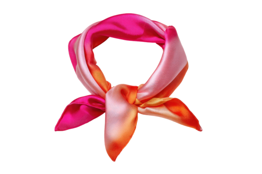 Tied silk scarf with ombre gradient