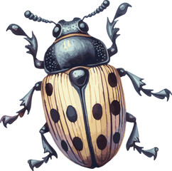 Vector adorable watercolor illustration of a beetle