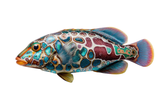 Vibrant, colorful fish with intricate patterns