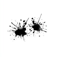 Two splotches of black ink, abstract, splattered design