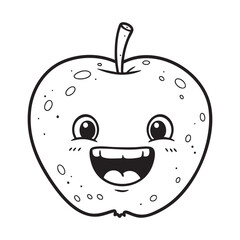 Obraz premium Happy Apple Cartoon Character, Perfect for Children's Books and Educational Materials, Playful Apple with a Big Smile, Ready to Brighten Up Your Designs