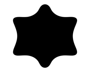 Black rounded star shaped figure on a white background, simple design