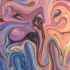Swirling abstract art in pink, purple, and blue tones blends smoothly into fluid shapes for a dreamy, modern background design.