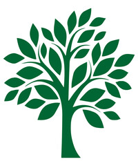 Minimalist Tree Illustration with Green Leaves Vector