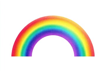 A vibrant rainbow arch, textured with a speckled effect, against a plain white background