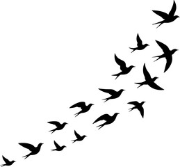 Group Flying Bird Silhouette Element Vector , Bird Vector Silhouette