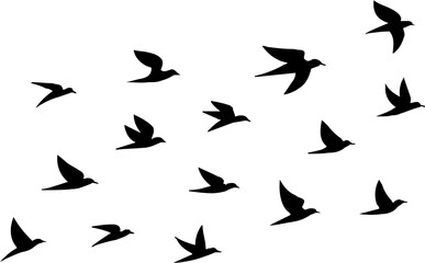 Group Flying Bird Silhouette Element Vector , Bird Vector Silhouette