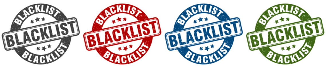 blacklist stamp. blacklist round stamp set isolated on white background