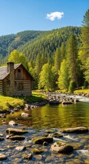 Rustic Riverside Cabin, Remote Wilderness Escape